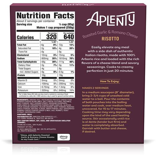 Aplenty Roasted Garlic & Romano Cheese Risotto, 6 Oz