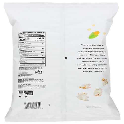 Whole Foods Market Organic Reduced Fat And Sodium Popcorn, 6 Oz
