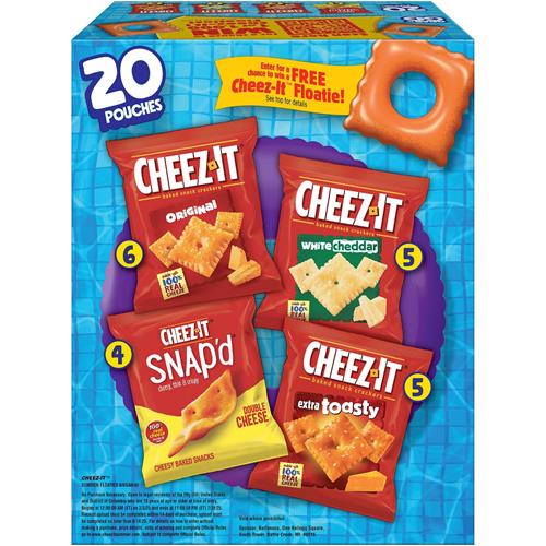 Cheez-It Cheese Crackers, Baked Snack Crackers, Lunch Snacks, Grab N Go, Variety Pack, 19.1Oz Box (20 Packs)