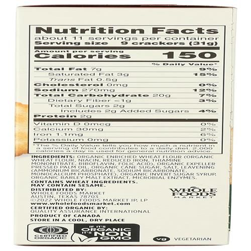 Whole Foods Market, Organic Golden Round Crackers, 12 Oz