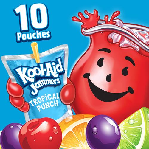 Kool-Aid Jammers Tropical Punch Flavored Drink, 10 Ct Box, 6 Fl Oz Pouches