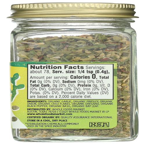 Whole Foods Market, Organic Chimichurri Seasoning, 1.09 Oz
