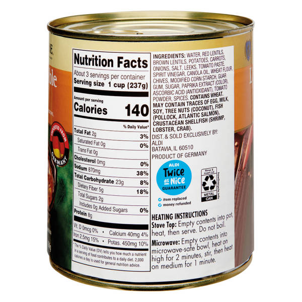 Deutsche Küche Lentil  Vegetable Soup, 28 oz