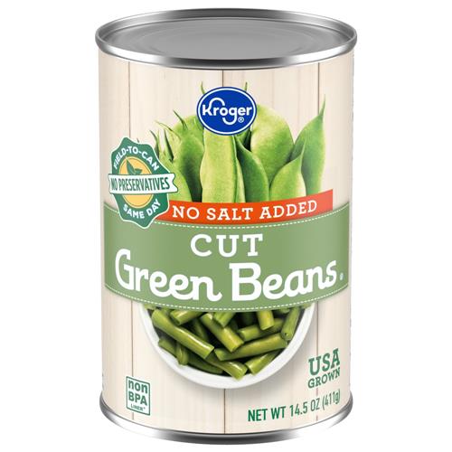 Kroger No Salt Cut Canned Green Beans 14.5 oz