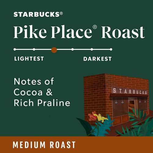 Starbucks Ground Coffee, Medium Roast Coffee, Pike Place Roast, 100% Arabica, 1 Bag (12 Oz)