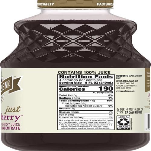R.W. Knudsen Just Black Cherry Juice, 32 Ounces (Packaging May Vary)