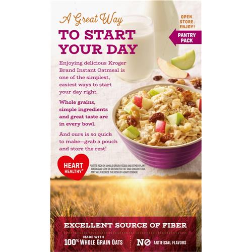 Kroger Raisin Apple & Walnut High Fiber Instant Oatmeal 8 ct