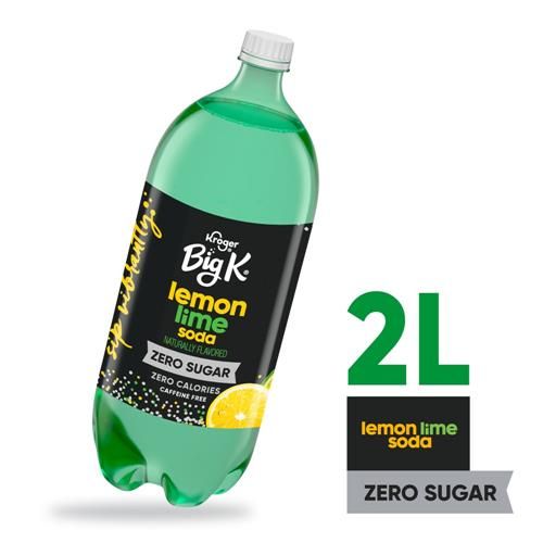 Big K Lemon Lime Zero Sugar Caffeine Free Soda Bottle 2 liter