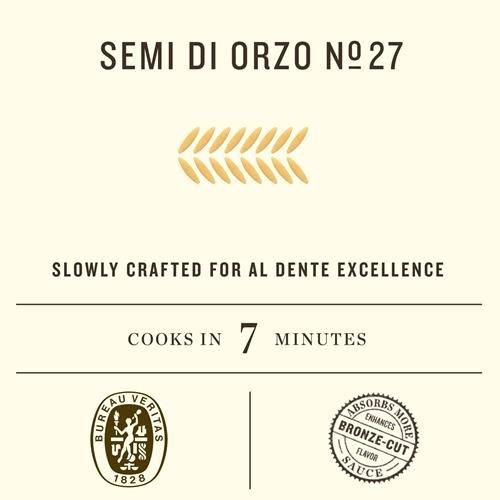 Rummo Semi Di Orzo Pasta N.27 - Orzo Pasta Noodles, Dry Pasta, Durum Wheat Orzo, Small Pasta, Imported From Italy - 16 Ounce (Pack Of 1)