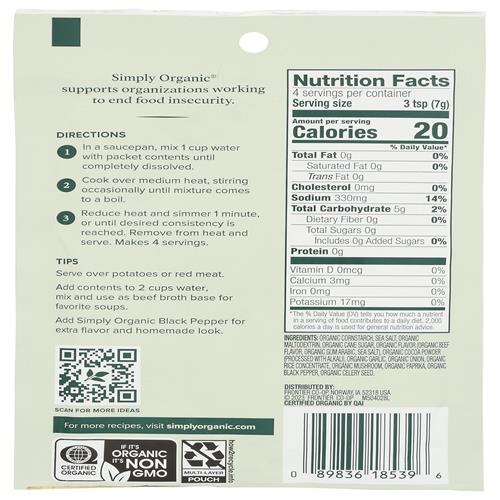 Simply Organic, Brown Gravy Mix, 1 Oz