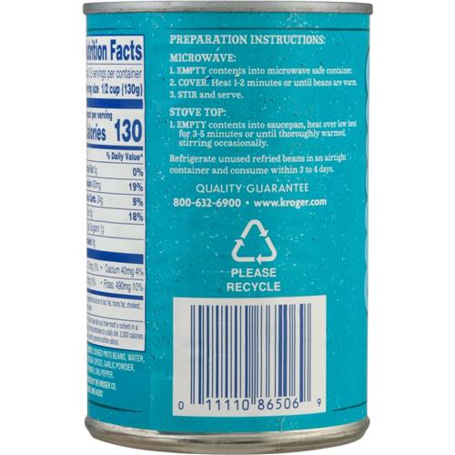 Kroger Fat Free Refried Beans 16 oz