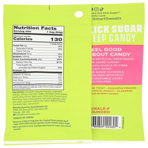 Smartsweets Candy Tropical Sours 1.8 Oz