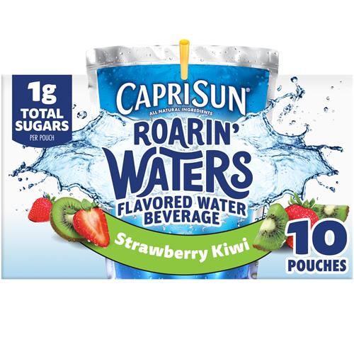 Capri Sun Roarin Waters Strawberry Kiwi Flavored With Other Natural Flavor Water Beverage, 10 Ct Box, 6 Fl Oz Drink Pouches