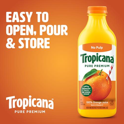 Tropicana Pure Premium 100% Orange Juice Original, No Pulp, No Sugar Added, 46 Fl Oz Bottle