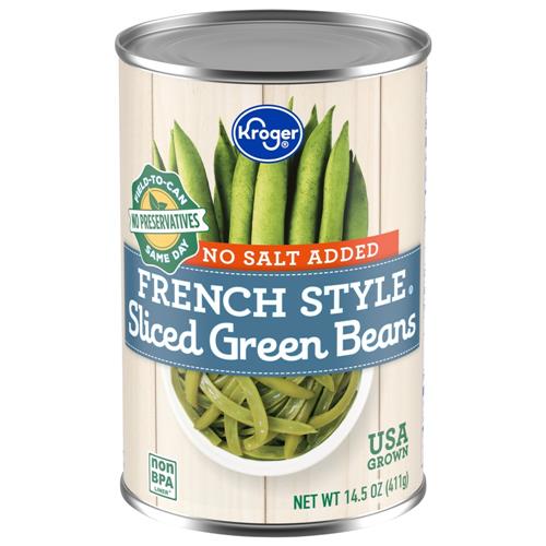 Kroger No Salt Added French Style Sliced Green Beans 14.5 oz