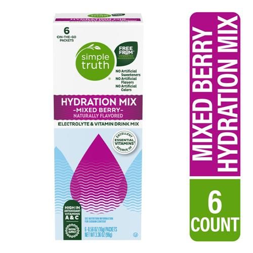 Simple Truth Electrolyte Naturally Flavored Mixed Berry Drink Mix Packets 6 packets / 0.56 oz