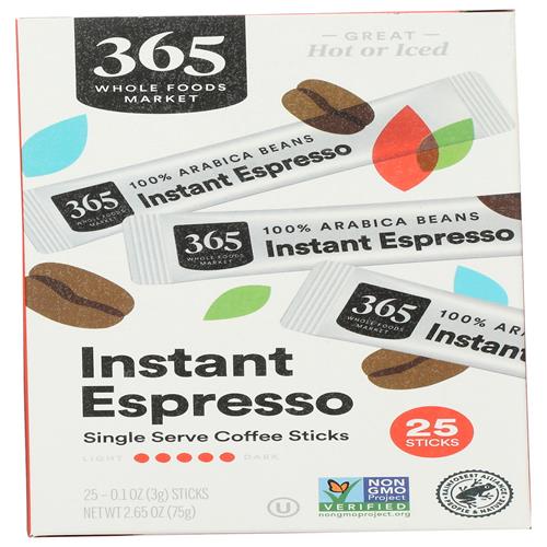 Whole Foods Market, Instant Espresso, Dark Roast, 25 Single Serve Coffee Sticks, 2.65 Ounces