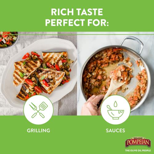 Pompeian Rich Taste Olive Oil, Full Flavor, Perfect For Grilling & Sauces, Naturally Gluten-Free, Non-Allergenic, Non-Gmo, 48 Fl. Oz.