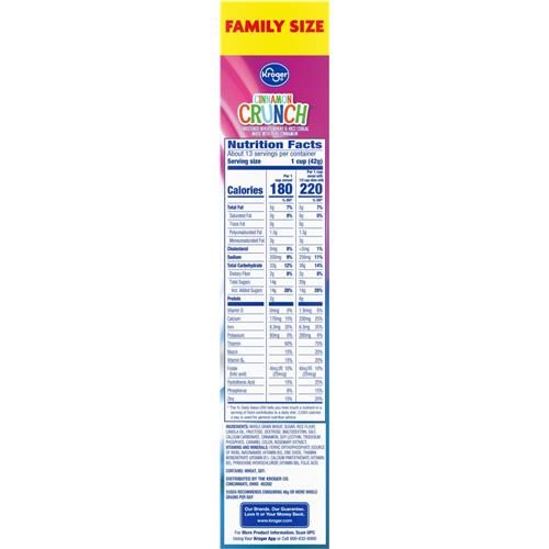 Kroger Cinnamon Crunch Family Size Cereal 19.3 oz