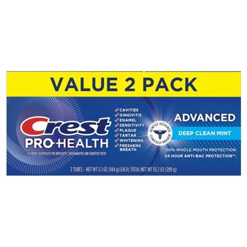 Crest Pro-Health Advanced Deep Clean Mint Toothpaste, 2 Count (Pack Of 1)