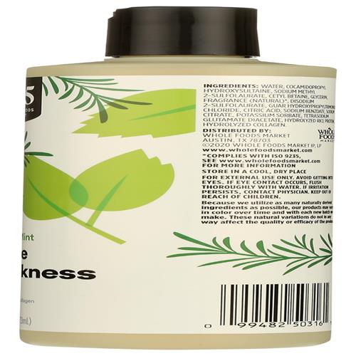 Whole Foods Market, Volume & Thickness Shampoo With Rice Protein & Collagen, Rosemary Mint Scent, 16 Fl Oz