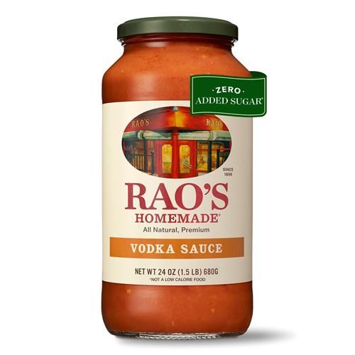 Raos Homemade Vodka Sauce | 24 Oz | Creamy Tomato Sauce | Pasta Sauce | Carb Conscious, Keto Friendly | All Natural, Premium Quality | With Parmigiano Reggiano And Pecorino Romano Cheeses & Vodka