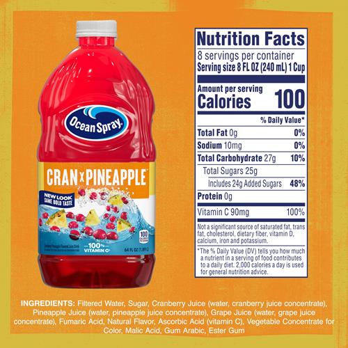 Ocean Spray Cran-Pineapple Cranberry Pineapple Juice Drink, 64 Fl Oz Bottle (Pack Of 1)