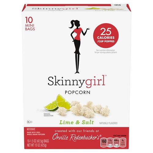 Orville Redenbachers Skinnygirl Microwave Popcorn Mini Bags, Lime & Salt Flavor, 1.5 Oz., 10-Count