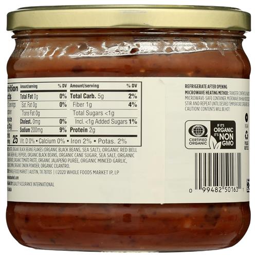 Whole Foods Market, Organic Black Bean Dip, 15 Ounce