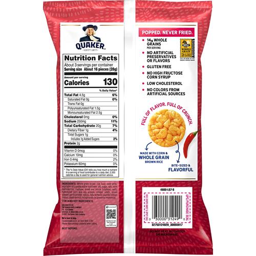 Quaker Rice Crisps, Sweet & Spicy Chili, 3.03 Oz Bag