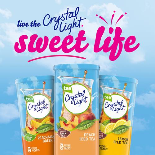 Crystal Light Sugar-Free Peach Iced Tea Low Calories Powdered Drink Mix 6 Count Pitcher Packets
