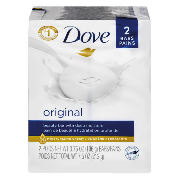 Dove Original  Moisturizing Beauty Bar Soap, 2 count