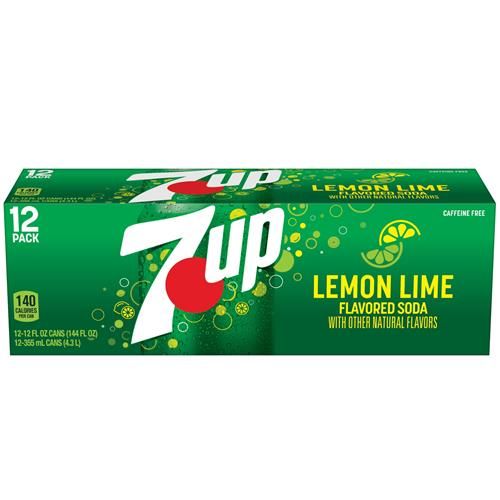 7Up Lemon Lime Soda, 12 Fl Oz Cans, 12 Pack