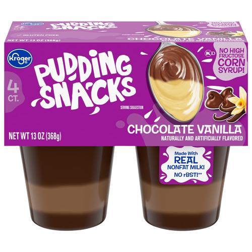 Kroger Chocolate Vanilla Swirl Pudding Cup 4 ct / 13 oz