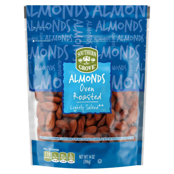 Southern Grove Oven Roasted and Lightly Salted Almonds, 14 oz