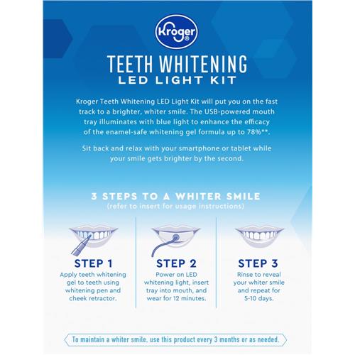 Kroger Teeth Whitening Kit with LED Light & 3 Whitening Gel Pens 1 pk