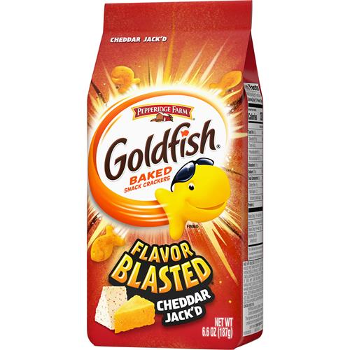 Goldfish Flavor Blasted Cheddar Jackd Crackers, Snack Crackers, 6.6 Oz Bag