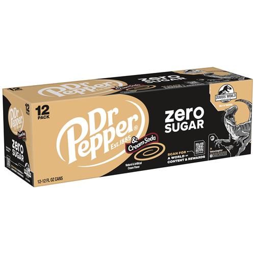 Dr Pepper And Cream Soda Zero Sugar, 12 Fl Oz Cans, 12 Pack