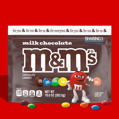 M&Ms Milk Chocolate Candy, Sharing Size, 10 Oz Resealable Bag