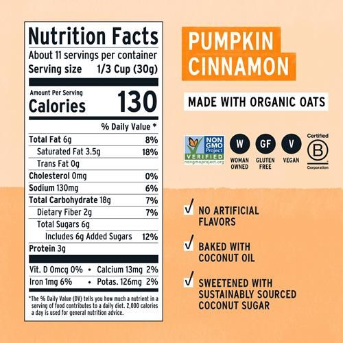 Purely Elizabeth Pumpkin Cinnamon Flavored Granola, Ancient Grain, Non Gmo, Gluten Free, 12 Ounces (Pack Of 6)