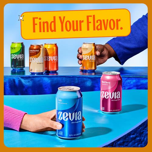 Zevia Zero Sugar Soda, Orange, 12 Ounce Cans (Pack Of 12)