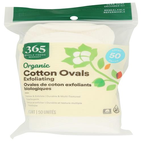 Whole Foods Market, Organic Cotton Ovals, Exfoliating, 50 Count
