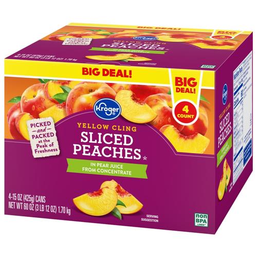 Kroger Canned Yellow Cling Sliced Peaches 4 ct / 15 oz