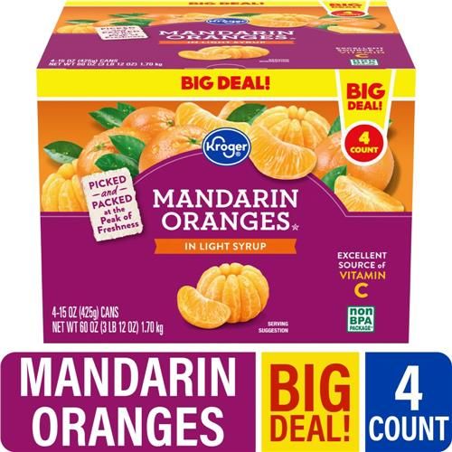 Kroger Mandarin Oranges in Light Syrup 4 ct / 15 oz