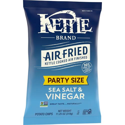 Kettle Brand Potato Chips, Air Fried Sea Salt And Vinegar Kettle Chips, 11.25 Oz Party Size Bag