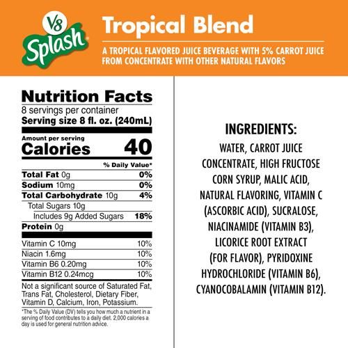 V8 Splash Tropical Blend Flavored Juice Beverage, 64 Fl Oz Bottle