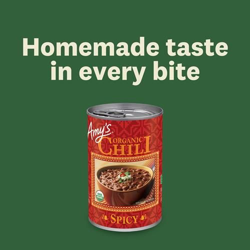 Amys Organic Chili, Vegan Spicy Chili, Gluten Free, Made With Red Beans And Tofu, 14.7 Oz