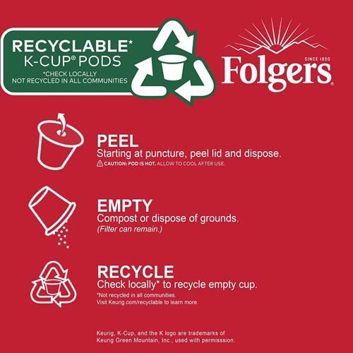 Folgers Classic Roast Coffee, Medium Roast, K Cup Pods For Keurig Coffee Makers, 32Count