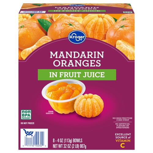 Kroger Mandarin Orange Cups in 100% Juice 8 ct / 4 oz