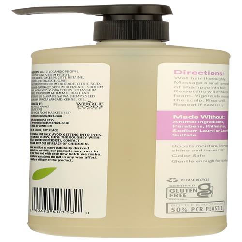 Whole Foods Market Moisture & Shine Shampoo With Hemp Seed & Argan Oil, Lavender Scent, 32 Fl Oz